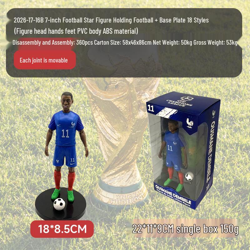 2026 World Cup Soccer Stars Figurines: CR7, Messi, Neymar, Mbappé Dolls
