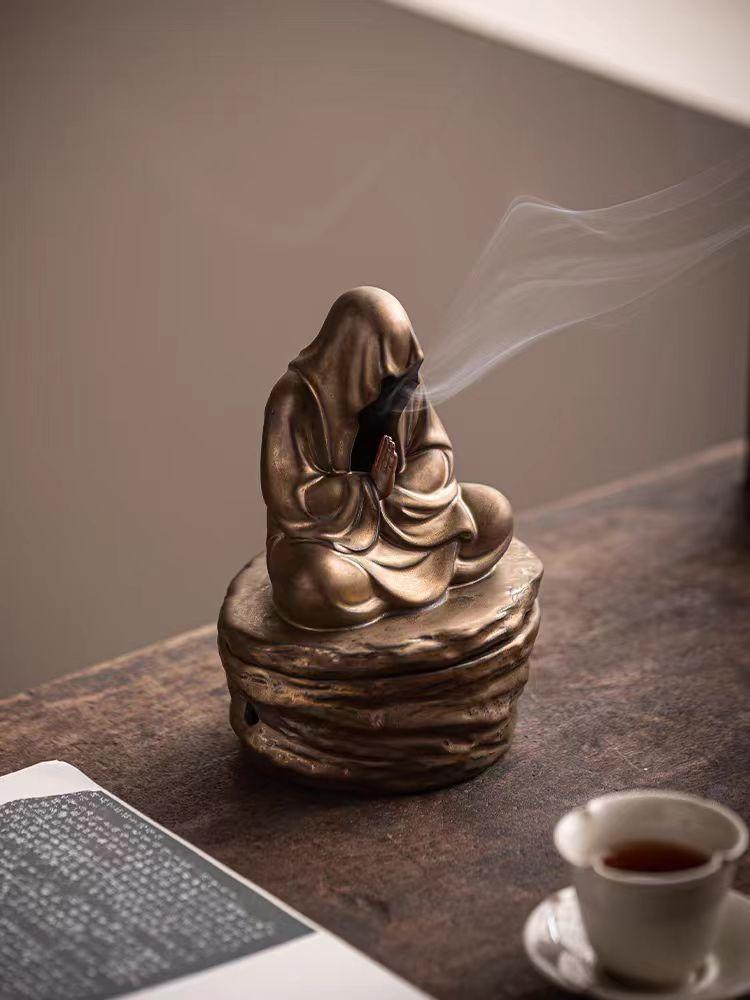 Formless Buddha Meditation Ceramic Monk Incense Holder Burner Home Living Room Garden Tearoom Yoga Room Zen Decoration