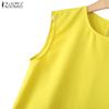 ZANZEA Damen Sommer Casual Rundhals Lose Ärmellose Tank Tops