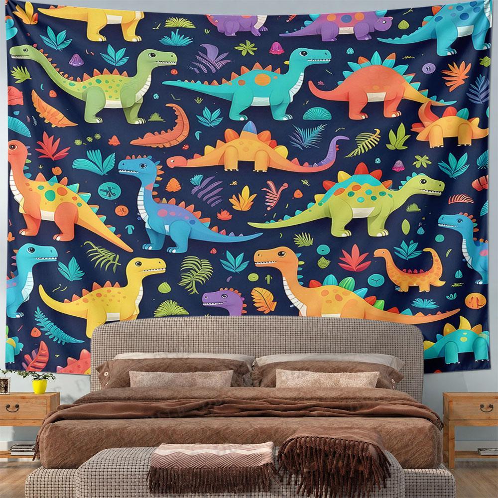 Colorful Cartoon Dinosaurs Pattern Pattern Wall Hanging Tapestry Decorative Tapestry Home Decor for Bedroom and Living Room