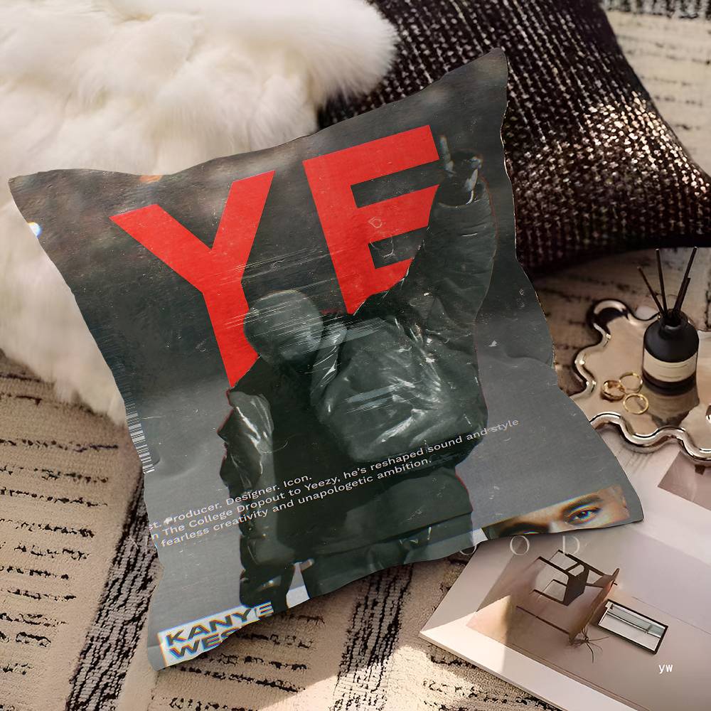 Rapper K-Kanye W-West Kussenhoes Kussensloop Woonkamer Bank Huisdecoratie Op Maat 40x40cm