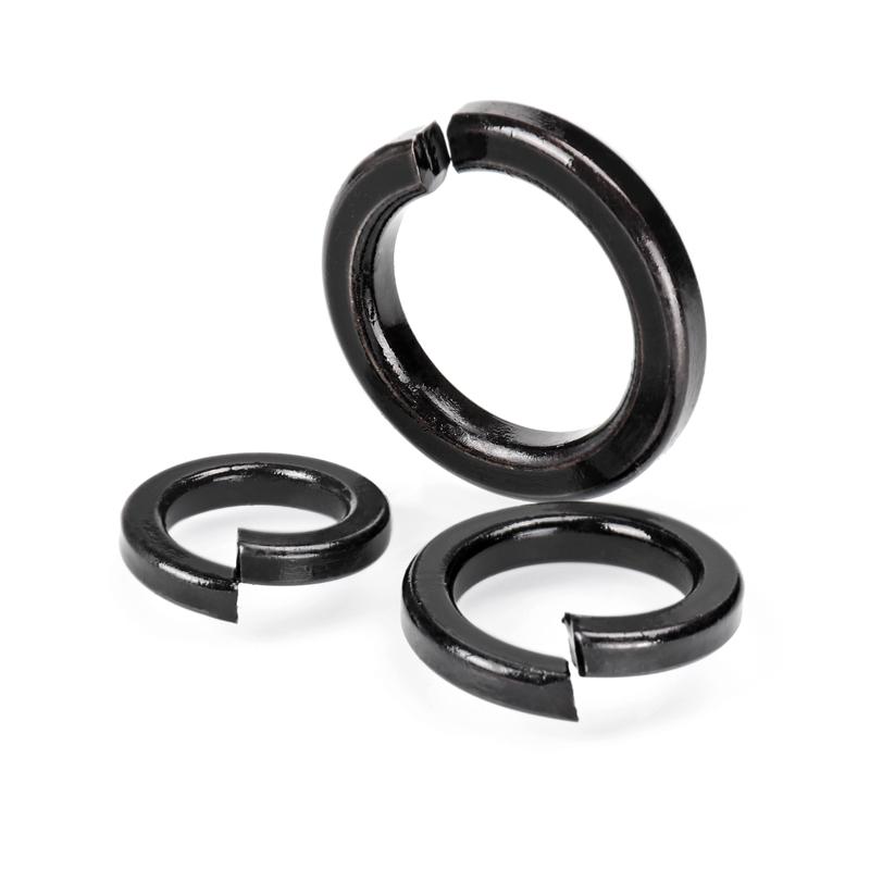 Black Carbon Steel Split Lock Washers - M3 to M52 Sizes