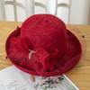 Curled Mesh Top Hat Summer Women's Fashion Hat Flower Veil Shade Basin Hat Sunscreen Sun Hat Large Brim