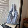 Korean Vintage Plaid Underarm Bags Lightweight Large Capacity Single Shoulder Bag Students Commute Women's Handbag Female