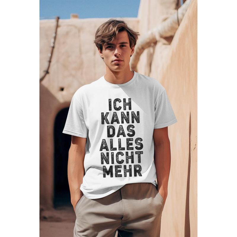 Overwhelming Humor T-Shirt With German Text 'Ich Kann Nicht Mehr'[German Language], Black Tee Unisex Man Gift Ed Boy