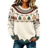 Women's Casual Long Sleeve Christmas Print Neck Knit Sweater
