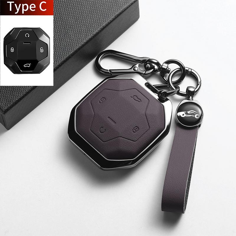 For Chery Jetour Traveller 2023 2024 Jetour T2 T1 Freedom Leather Metal Car Key Case Cover Fob Key Shell Decorative Accessories
