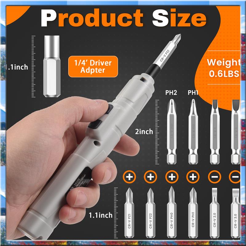 Top Deals Electric Screwdriver 3.6V Small Cordless Screwdriver, USB Fast Charge Screwdriver Kit, Pen-Sized Mini Screwdriver