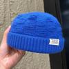 Thick Knitted Beanie Cap Solid Color Cuff Trawler Hat Retro Docker Cap