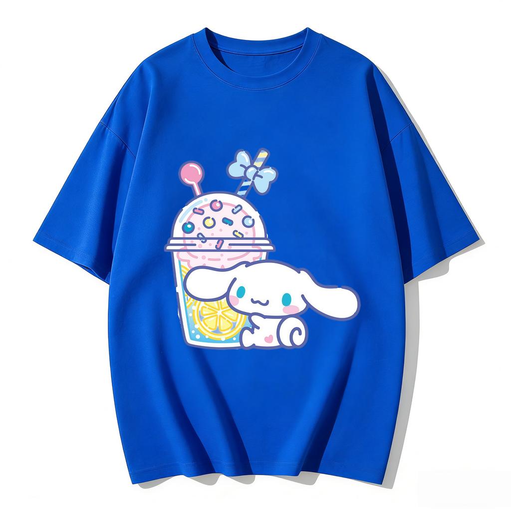2026 New Cinnamoroll Lemon Drink Cartoon Print Tshirt Family Matching Outfits Casual Short Sleeve Tee for Women Unisex Kids Tops