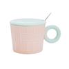 ins wind contrasting color mug with lid spoon high value ceramic cup creative design water cup office coffee