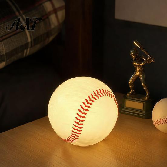 Decorative Night Lamps Realistic Baseball Light, Desk Decor Lamp, Portable Ambient Light Lighting Ornament for Bedroom Office, Creative Sports Themed
