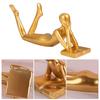 Small Gold Decoration Fun Paperweight, Reading Women Statue for Home Office Bookshelf Living Room Desk Decoration