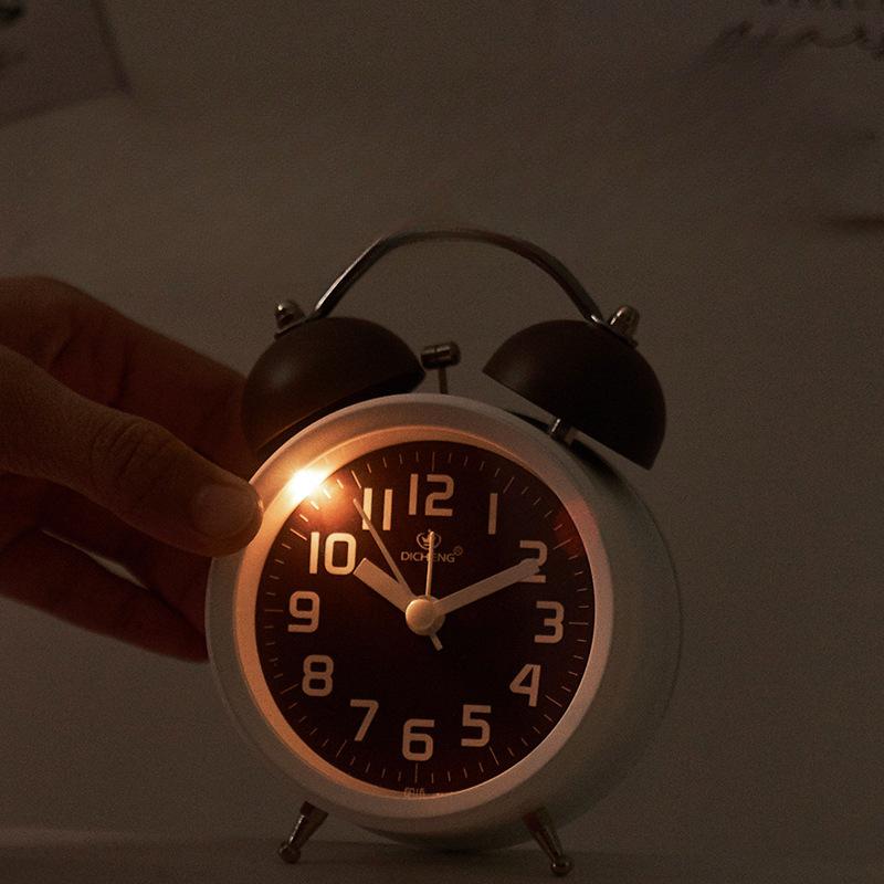 Nordic Style Clock Simple Ringing Alarm Clock Children Study Bedside Clock Night Light
