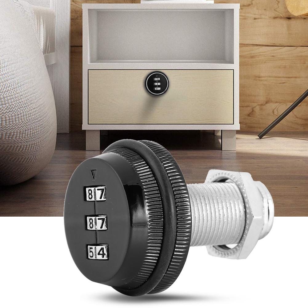 2pcs Zinc Alloy Mechanical  Password 3-Digit Code Mailbox Cabinet LockBlack 30mm/1.18in