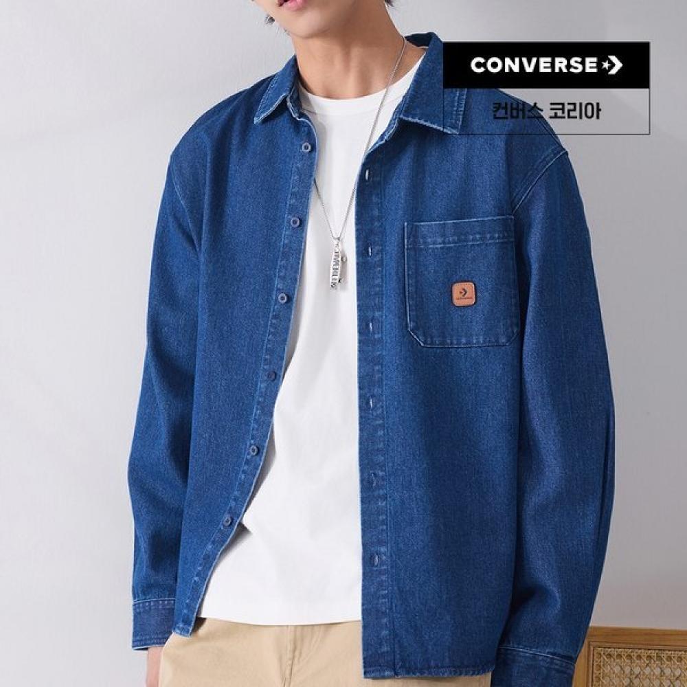 Converse Denim Long Sleeve Woven Shirt Denim Blue Ucj418 Uha 100
