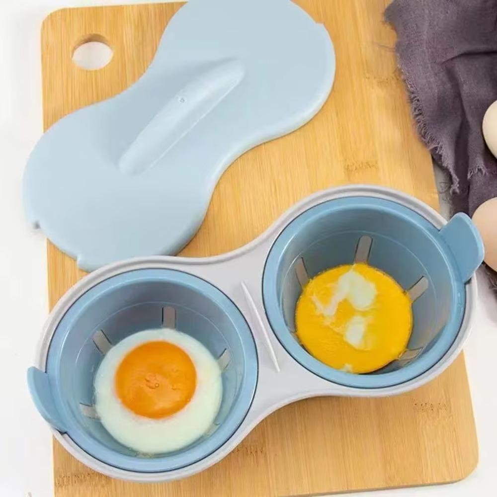 2 Piece 1/2 Cavity Egg Poacher with Filter Basket Egg Steamer Creative Egg Poaching Cup Breakfast