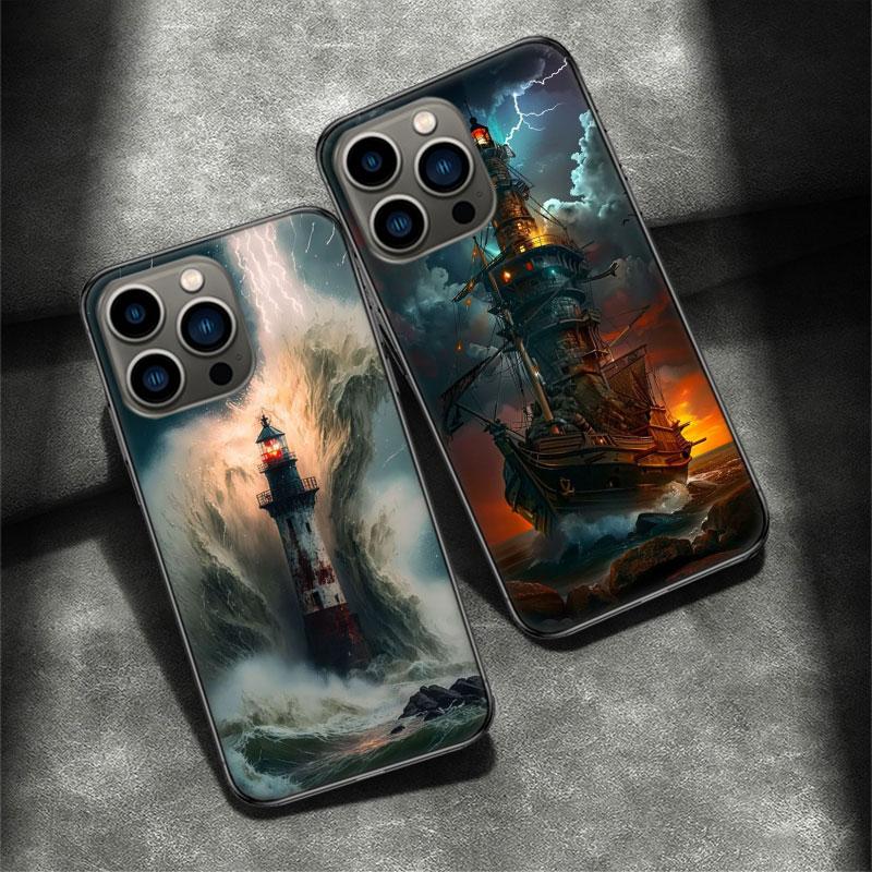Lighthouse Phone Case For Iphone 16 15 Plus 13 12 Mini 17Air 16E 11 14 Pro 17 Pro Max Cover Shell Coque Soft Clear Capa Cute Fun