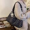Bolso de Lona de Lunares Coreano para Mujer Elegante de Gran Capacidad Bolso de Hombro Cuadrado Bolso Cruzado Bolso de Mano Casual para Viajes