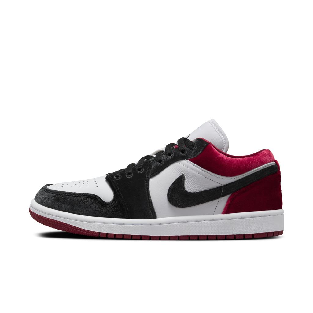 Dámské tenisky Air Jordan 1 Low SE Velvet Black Toe Bílé Gym-Red FZ3242-001