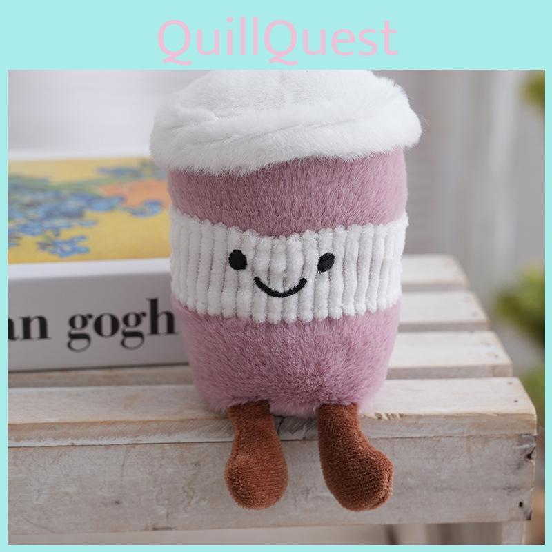 Cute Plush Keychain Cartoon Coffee Cup Pendant For Bag Decor And Gift Girls