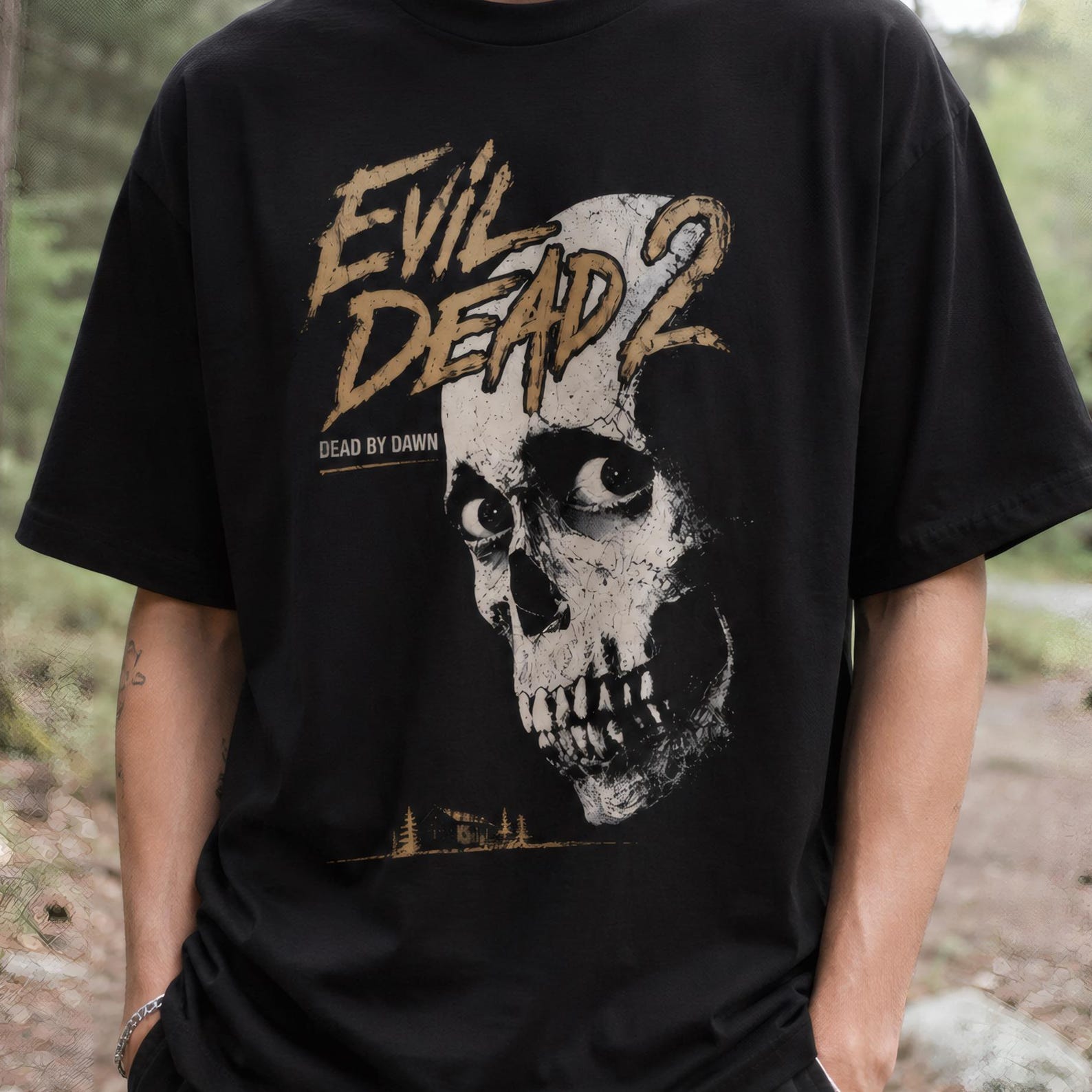 Evil Dead Shirt, Dead by Dawn Tee, Distressed Skull Horror TShirt 4XL