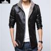 Men's Plus Size Motorcycle Style Leather Jacket with Fleece and Fur Integration