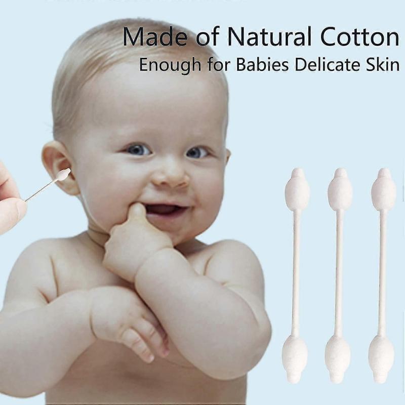 Säkerhetsbomullspinnar med stora toppar för nyfödda, bebisar, barn 325-pack