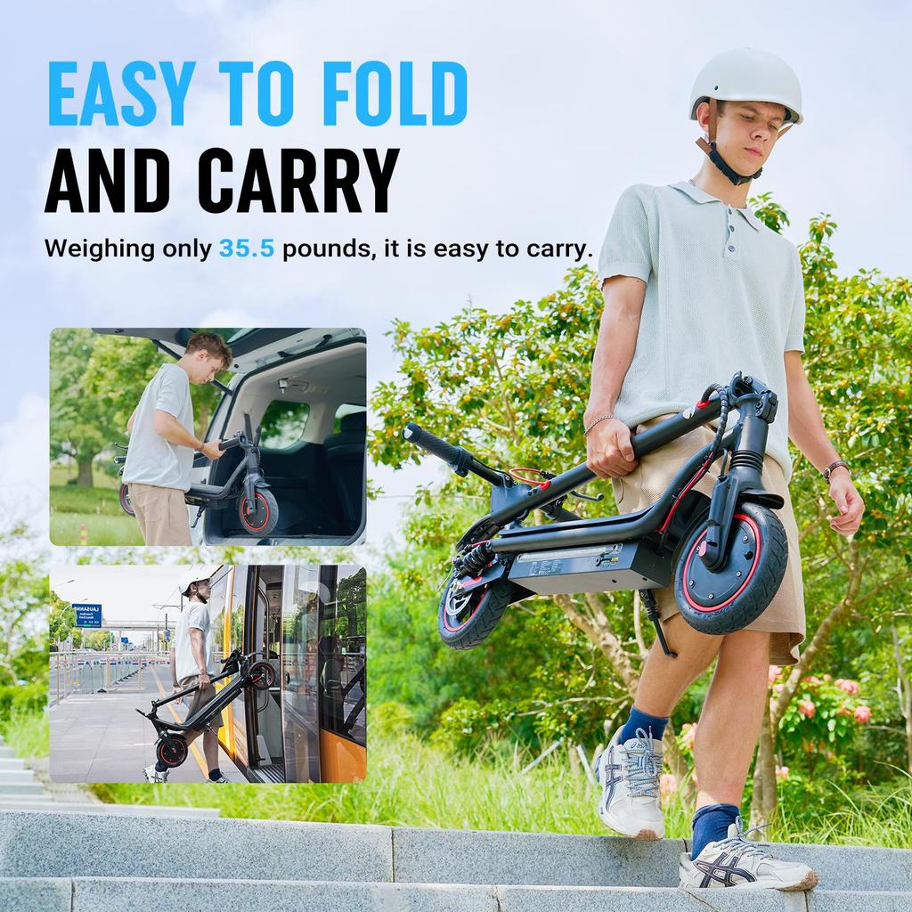 W7 Electric Scooter 650W 10.5Ah 8.5'' Pneumatic Tires Rear Disc Brake 25KM/H Max Speed 27-37KM Range Adult Electric Scooters