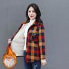 Middle Aged Women Shirt Tops Add Velvet Thicken Warm Plaid Shirt Spring Autumn Winter Casual Shirt Jacket Bottoming Shirt