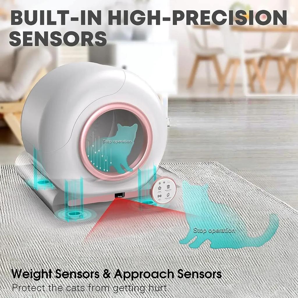 Tonepie Smart Cat Litter Box Automatic Self Cleaning Wifi App Control Pet Toilet Litter Tray Ionic Deodorizer 65L Multilanguage