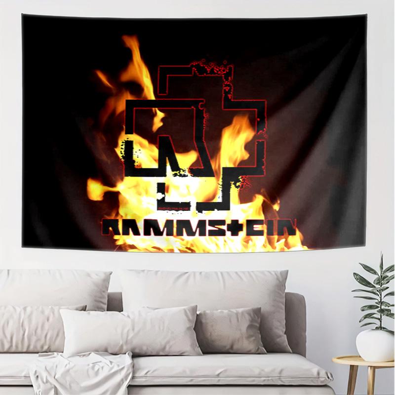 Rammstein Fire Pattern Tapestry Wall Hanging Boho Aesthetic Wall Blanket For Bedroom Living Room Dorm Home Wall Decor 1013610