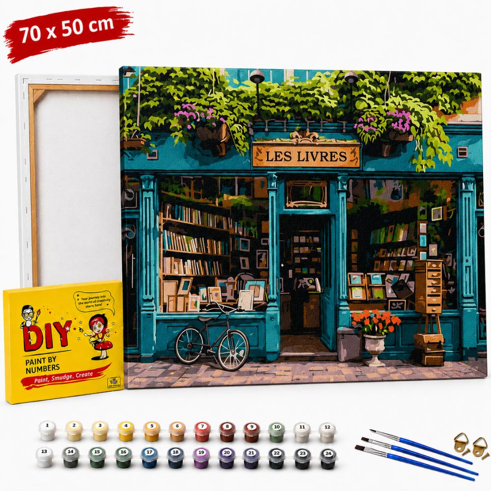 Picture for painting by numbers with frame World of Books 70x50