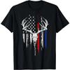 100% Cotton Soft Oversized Short-Sleeve Casual Graphic Tee - Unique American Flag Deer Skull Design, Menswear Overall Day Top, Golf Gift for Men