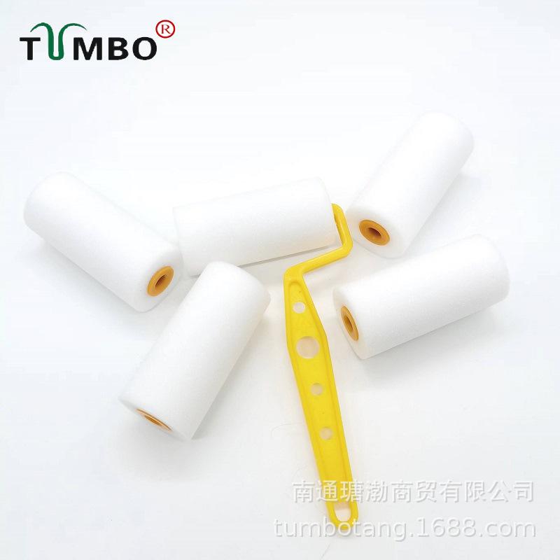 High-Density 3-Inch Solvent-Resistant Sponge Roller Brush for Wall Painting & Touch-Ups 5 sponge heads + 1 PP hook handle