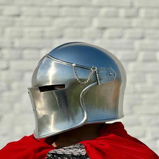 18g Steel Barbuta Helmet Medieval Knight Armor, LARP Cosplay