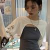 Tuta da sole corta da donna, gilet esterno estivo, design a T-shirt a maniche lunghe, top a mezza lunghezza