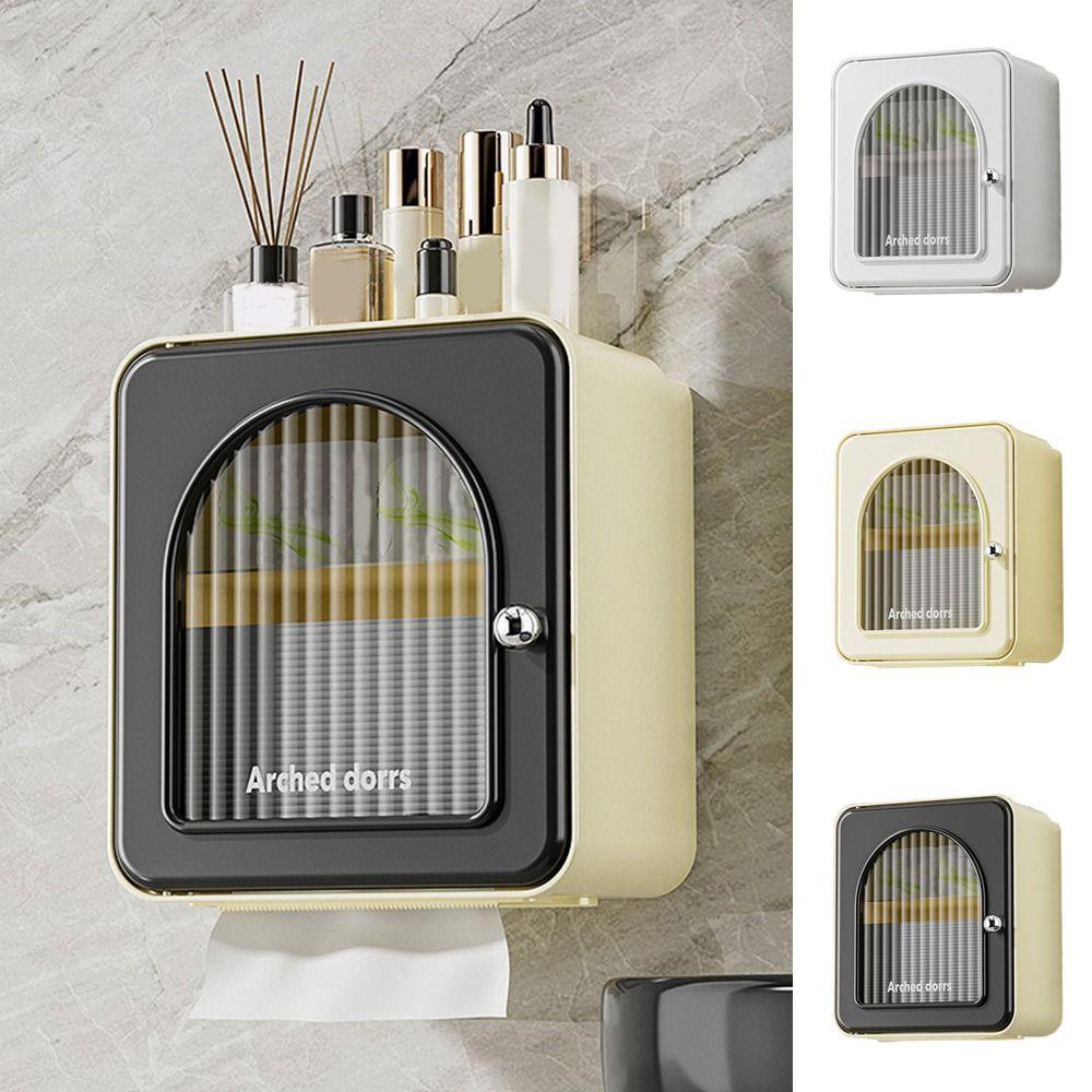 Wall-Mounted Toilet Paper Rack Plastic Tissue Holder Creative Roll Paper Storage Box  for Home