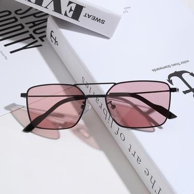 Glasses 30010 Summer Frame Marine Sheet Square Double Beam Sunglasses, Multi-Color Flat Glasses