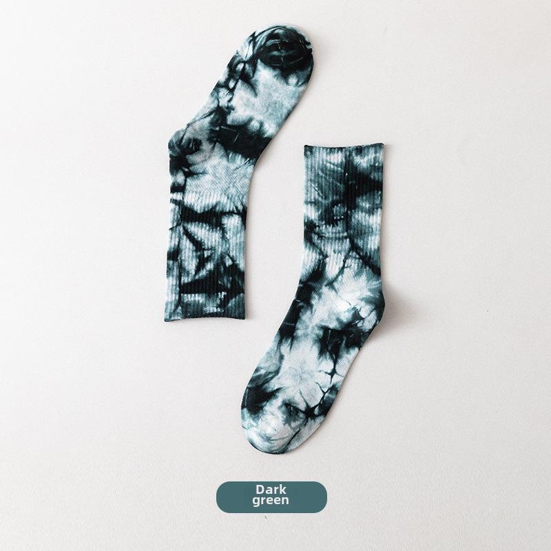 Gradient Tie-Dye Mid-Tube Cotton Socks - Women's Street Fashion & Sport Trend