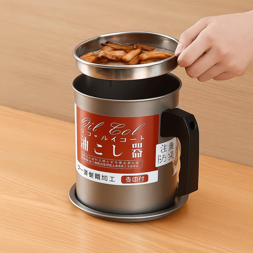 Japanese Style Storage Oil Tank Stainless Steel Grease Container Grease Keeper Lard Can  Household