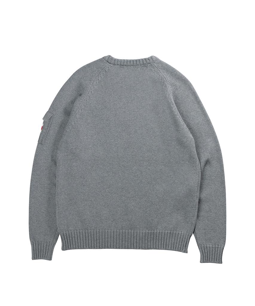 Geonjiulleunseu Cotton Raglan Pocket Sweater - Melange Grey