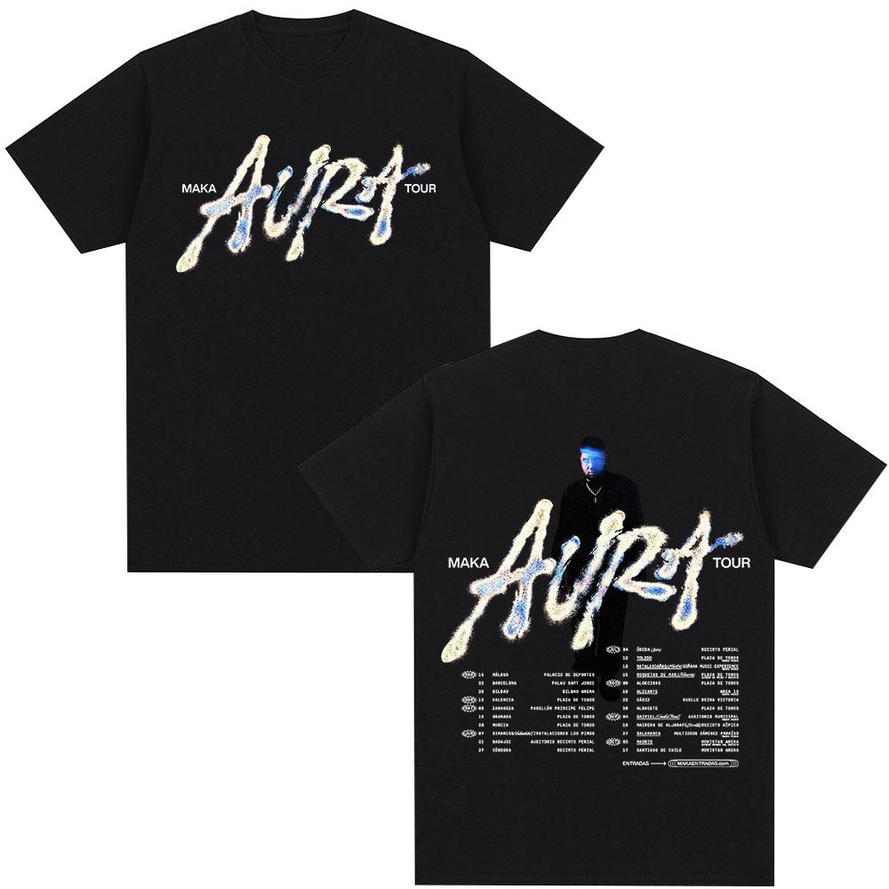 Rapper Maka Aura 2025 Tour Merch T Shirts Men Women Fashion Vintage Street Tshirt Casual Cotton Short Sleeve T Shirt Streetwear