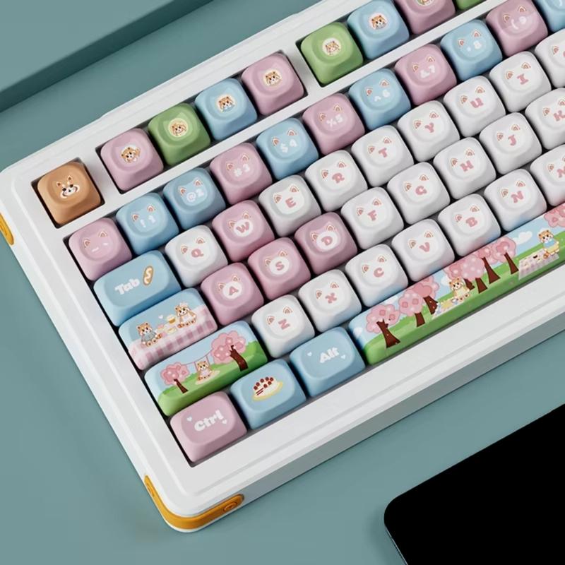 135Key Cute Panda Spring Themed Keycap OQO Profile PBT Dye Sublimation Keycap Set for Customs Mechanical Keyboards