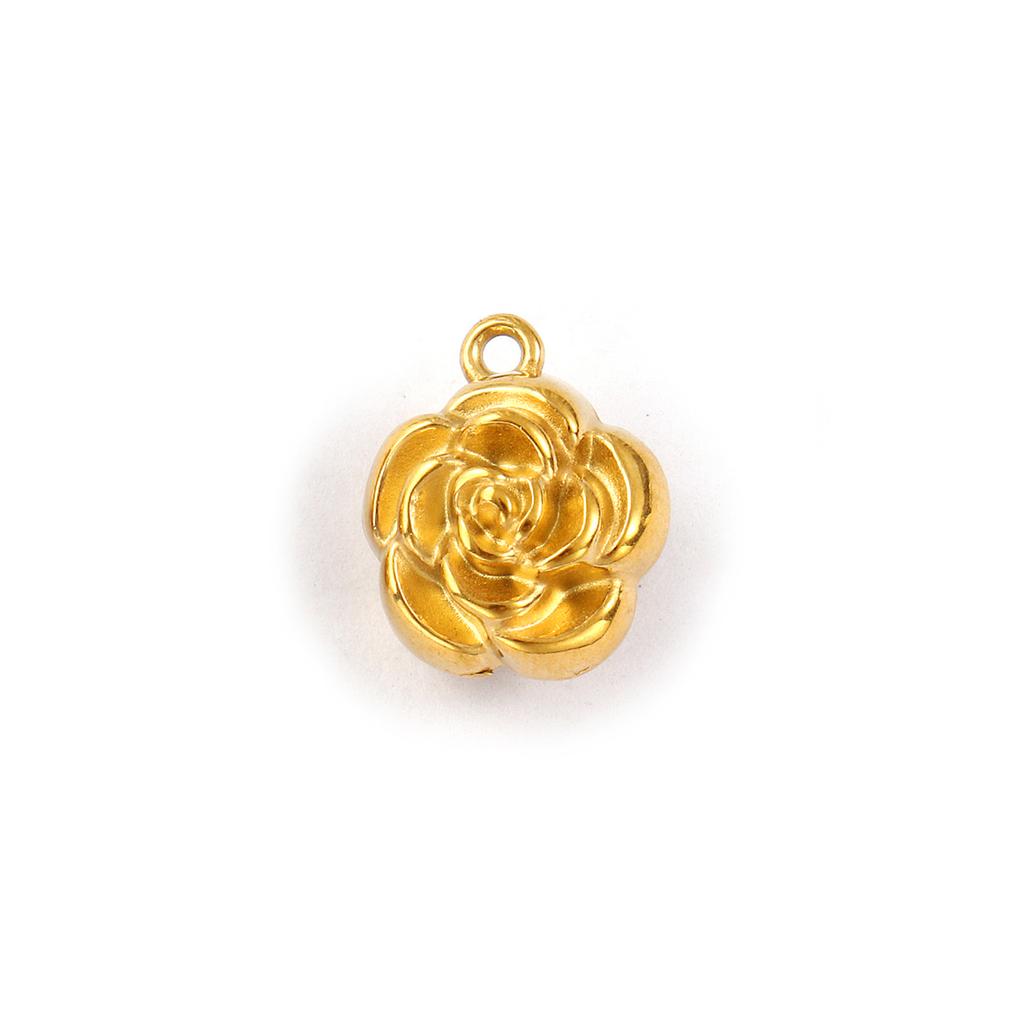 2 PCs 304 Stainless Steel Charms 18K Gold Plated Flower Double Sided Pendants For DIY Necklace Earrings Bracelet Jewelry Making