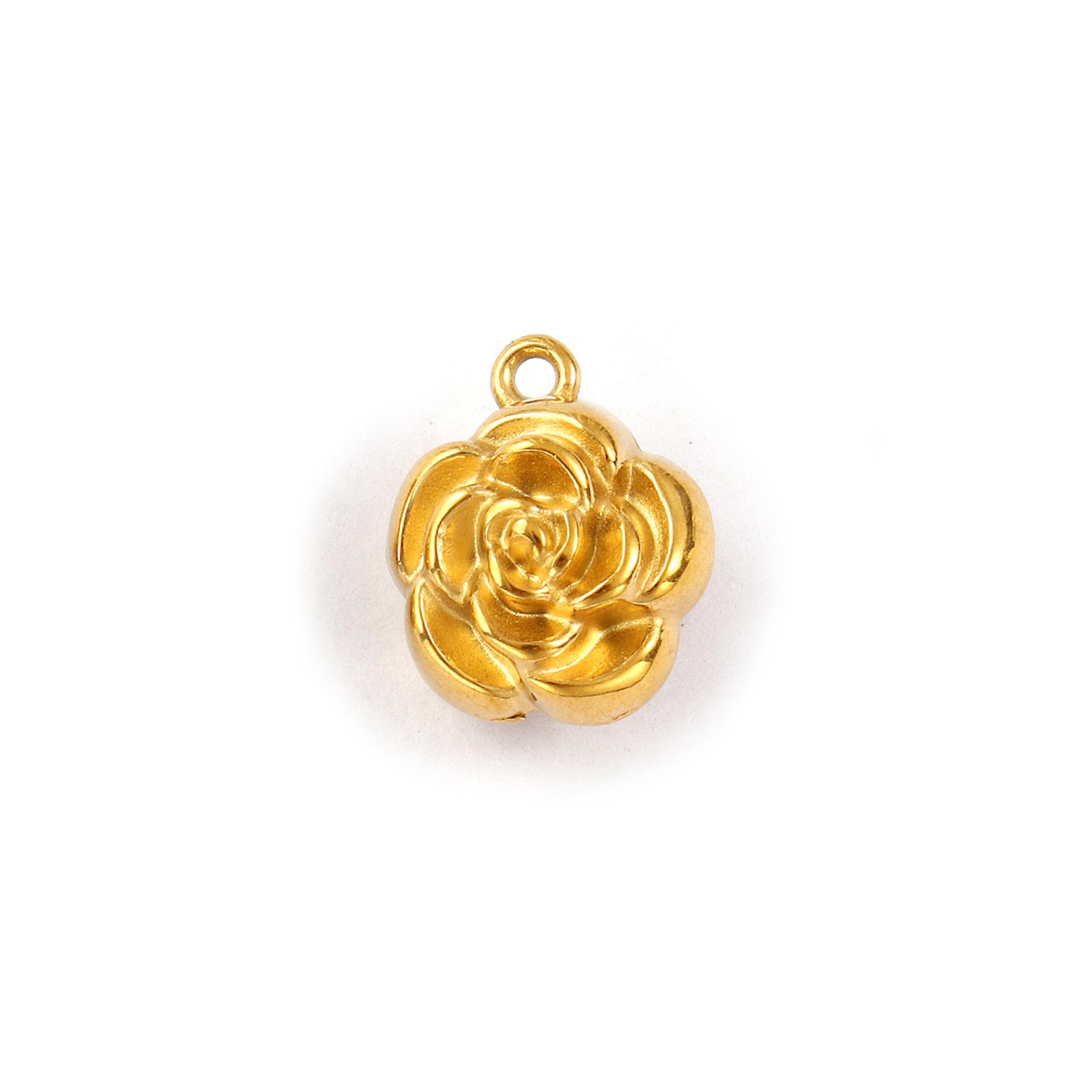 

2 PCs 304 Stainless Steel Charms 18K Gold Plated Flower Double Sided Pendants For DIY Necklace Earrings Bracelet Jewelry Making
