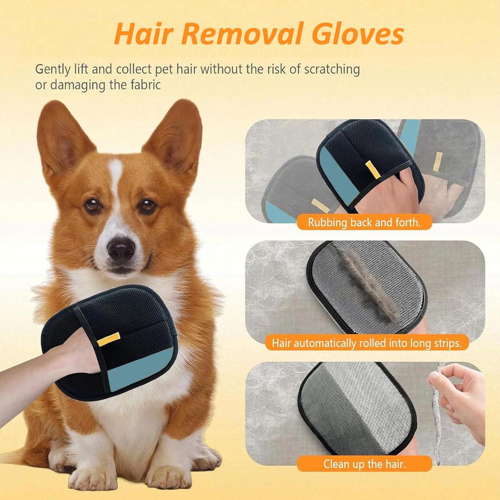 Reusable Pet Static Electricity Hair Removal Gloves Dog Cat Mitts Grooming Tools Sofa Carpet Hair Cleaning Brush Hair Scraper