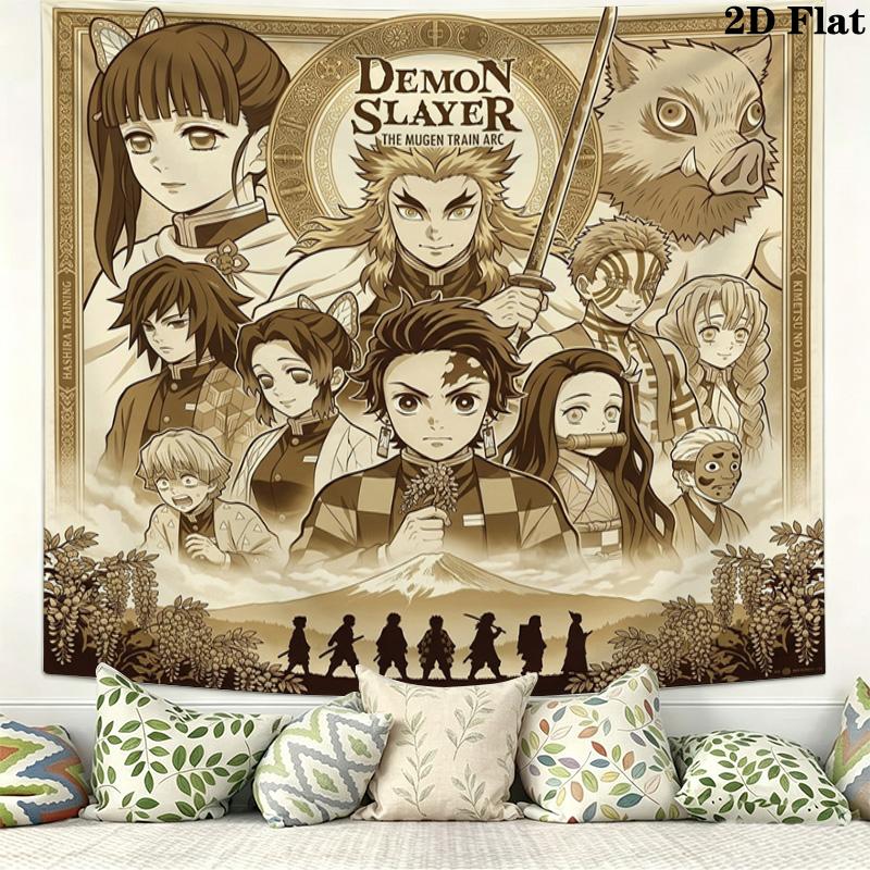 Demon Slayer Wall Tapestry Aesthetic Wall Hanging Printed Fabric Blanket Decorative Tapestries For Bedroom Living Room Home Decor