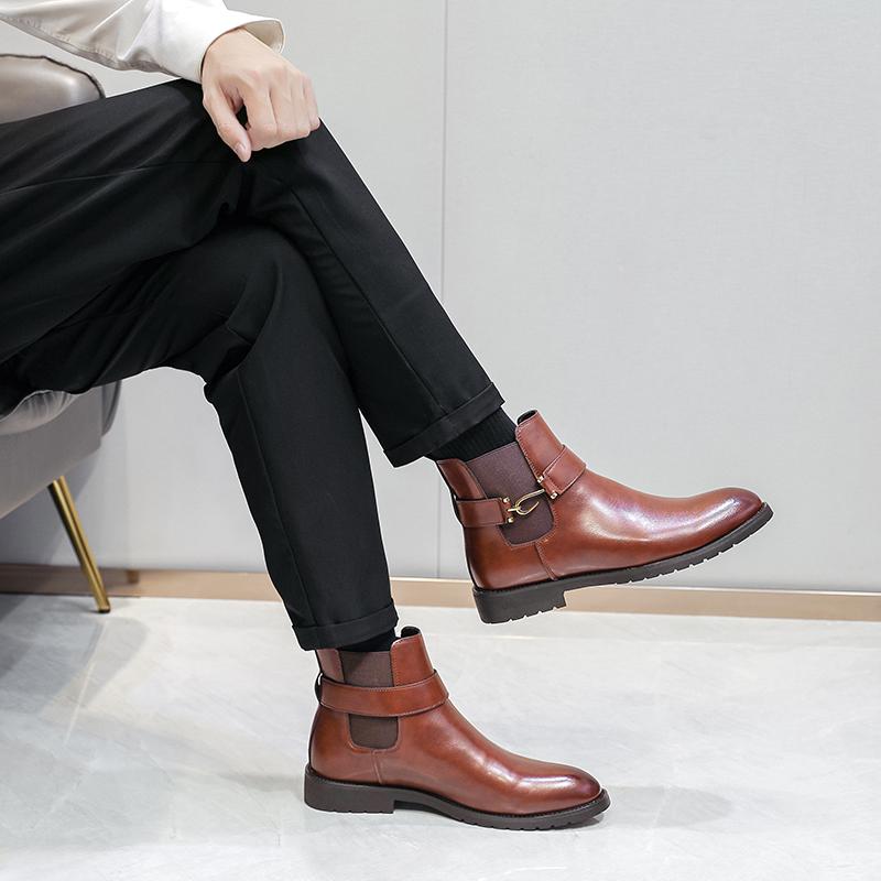 Fashion High Top Men's Leather Shoes Fashionable British Gentleman Style Outdoor Leisure Business Party DRESS Office Adult Shoes 38-46