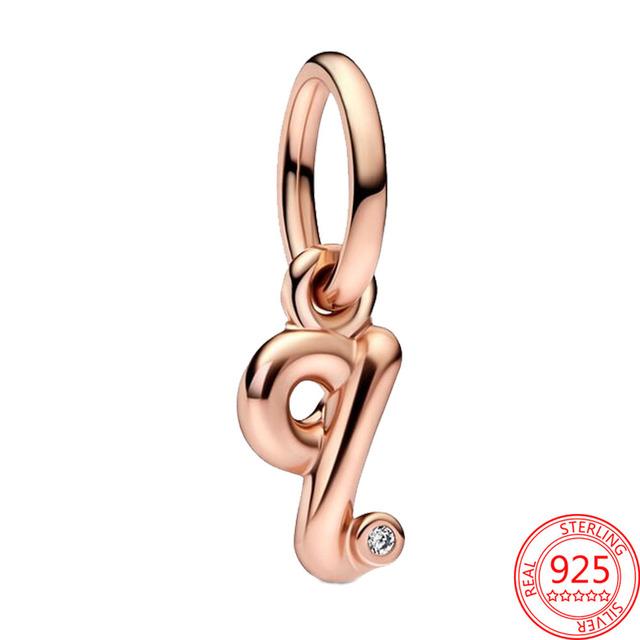 Argint Sterling S925 Charm Pandantiv Alfabet Script Litere A-Z Potrivit Brățară Originală Colier DIY Bijuterii